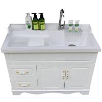欧式洗衣柜阳台石英石台盆带搓板实木浴室柜组合洗衣池落地卫浴柜 1.5米(台面四色可选) 91cm(含)-120cm(含)