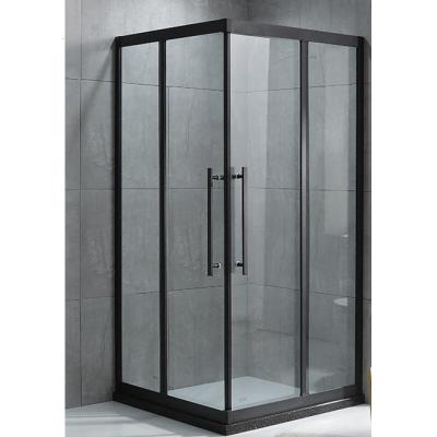 定制黑色正长方形不锈钢家用整体浴室淋浴房卫生间干湿玻璃隔断 提前取石基预埋 不含蒸汽安心抵