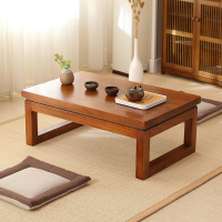 日式飘窗小茶几实木榻榻米桌子阳台炕桌家用简约新中式禅意茶桌子 90*50*30cm(胡桃色) 整装安心抵