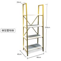服装店橱窗鞋架包包置物陈列架落地式商场展示柜多层货架 金色80x150 官方标配安心抵