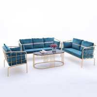 服装店铁艺小沙发工作室办公双人北欧单人ins网红款简约现代家具 单人1张+双1张+三人1张+茶几 拍下备注颜色 其他