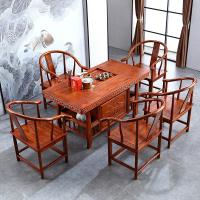 茶桌椅组合实木功夫茶台新中式喝茶桌子家用茶具套装一体泡小茶几 1.5米一桌五圈椅 组装安心抵
