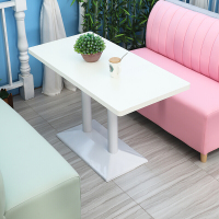 网红奶茶店甜品小吃店简约餐厅卡座沙发咖啡厅餐饮店桌椅组合 长桌[白色] 官方标配安心抵