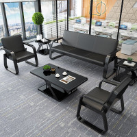 办公沙发茶几组合办公家具简约现代商务会客接待洽谈三人位皮质沙发汽车店沙发安心抵