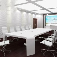 白色烤漆会议桌长桌现代简约办公家具大型6人8人9人15人16人培训桌洽谈桌椅组合安心抵