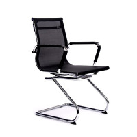 弓形办公椅子靠背会议培训电脑办公室员工会客现代简约网布职员椅 低背弓形椅黑色 钢制脚安心抵