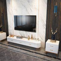 北欧电视柜简约后现代白色茶几组合家用客厅烤漆圆角风轻奢椭圆形 电视柜220*40*45CM 整装安心抵