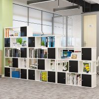 文件柜木质办公室隔断柜资料柜书柜书架格子柜组合置物储物展示柜 140长五层190高(颜色备注) 25mm
