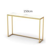 新中式大理石玄关桌轻奢北欧简约靠墙置物架暖气遮挡隔断装饰柜台 长150*宽40*高75(金色桌脚) 整装