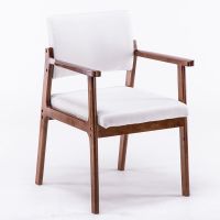 实木餐椅扶手北欧家用椅现代简约休闲靠背凳洽谈桌椅子安心抵