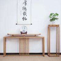 新中式老榆木条案玄关案桌仿古简约现代供桌实木条几黑胡桃家具 黑胡桃木1.6米条案 整装安心抵