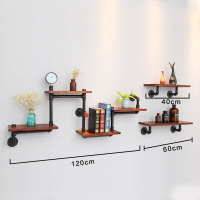 复古墙壁置物架工业风实木墙上书架客厅壁挂花架铁艺墙面置物架安心抵