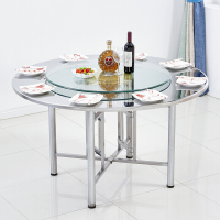 不锈钢餐桌折叠大圆桌家用圆形饭桌简易便携餐桌安心抵
