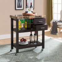 现代简约移动餐车家用 小推车多功能厨房收纳车 黑色餐车安心抵