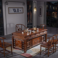 实木茶桌椅组合茶具套装桌子一体家用禅意新中式泡小茶台功夫茶几 宰相1.8米一桌一圈椅四月牙椅 加厚款 整装安心抵