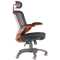 初高中生家用升降写字椅学生椅子网布电脑椅青少年学习椅 双层海绵坐垫色+咖啡色木纹+有枕头 尼龙脚 旋转升降扶手安心抵