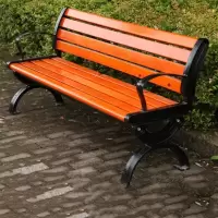 公园椅子园林椅休闲椅长椅广场椅铸铁防腐木实木靠背椅长凳子安心抵