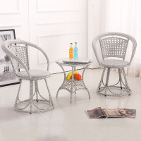 可旋转藤椅三五件套阳台茶桌椅组合小户型休闲桌椅组合休闲桌椅户外庭院家具安心抵