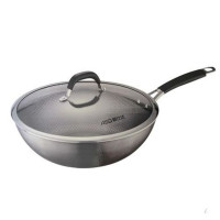 爱仕达晶刚甲复合钢炒锅CC30E2Q蜂巢不粘锅304不锈钢金刚甲30CM