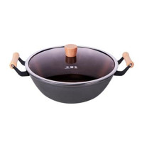 华生压铸铸铁大铁锅加深加厚大炒锅双耳精铁炖锅无涂层健康锅