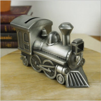 高档 仿古锡器 金属工艺品 锌合金火车头 硬币储蓄罐 508P