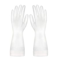 橡胶皮洗碗手套防水耐用家务厨房刷菜家务手套 3双纯白 L码