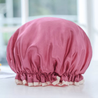 浴帽防水成人女款厨房防油烟头套长发加厚可爱淋浴洗澡冒沐浴帽子 烟紫色(双层)