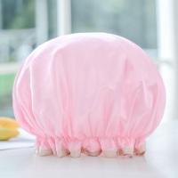 浴帽防水成人女款厨房防油烟头套长发加厚可爱淋浴洗澡冒沐浴帽子 魔幻粉(双层)