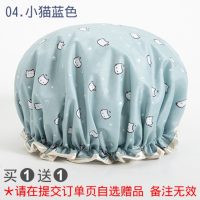 浴帽防水成人女款淋浴洗澡沐浴帽洗头帽儿童可爱头套厨房防油烟帽 04#小猫蓝色