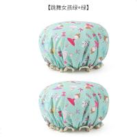 双层浴帽防水洗澡帽女款可爱加厚浴冒儿童女童沐浴头套头发套帽子 卡通女孩绿色2个