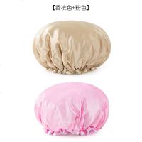 双层浴帽防水洗澡帽女款可爱加厚浴冒儿童女童沐浴头套头发套帽子 香槟色+粉色
