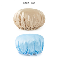 双层浴帽防水洗澡帽女款可爱加厚浴冒儿童女童沐浴头套头发套帽子 香槟色+蓝色