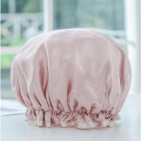 韩版双层防水成人布浴帽男女洗澡帽洗头帽 防油 布焗油帽浴帽 橡皮粉