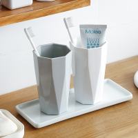 漱口杯牙杯简约家用牙缸杯子情侣一对套装口杯洗漱杯牙刷杯刷牙杯 漱口杯白灰2个(买2个装更划算)