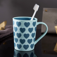 简约家用洗漱杯子情侣一对刷牙杯套装创意旅行牙桶可爱漱口杯牙缸 浅蓝