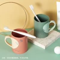 简约洗漱口杯家用刷牙杯子创意可爱卫生间浴室牙缸一对情侣牙刷杯 [2个装狠划算]粉色+绿色