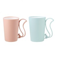 轻奢简约洗漱杯家用学生刷牙杯创意可爱北欧漱口杯情侣一对牙刷杯 [外粉内白]+[外兰内白]