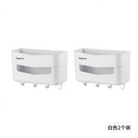 卫生间化妆品置物架浴室沐浴露洗漱台置物架厨房收纳架壁挂免打孔 白色置物架 2个装