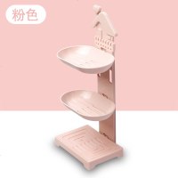 创意双层皂盒壁挂式免打孔无痕贴卫生间家用肥皂盒沥水香皂盒皂架 三层田园风[粉色]