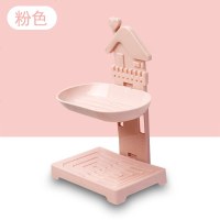 创意双层皂盒壁挂式免打孔无痕贴卫生间家用肥皂盒沥水香皂盒皂架 两层田园风[粉色]