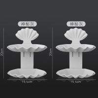 浴室免打孔双层吸盘肥皂盒创意壁挂肥皂架沥水香皂盒卫生间置物架 [双层贝壳] 灰色2个装