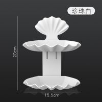 浴室免打孔双层吸盘肥皂盒创意壁挂肥皂架沥水香皂盒卫生间置物架 [双层贝壳] 白色1个装