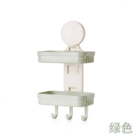 浴室吸盘肥皂盒双层香皂盒沥水创意置物架壁挂卫生间皂托洗漱台架 绿色