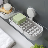 肥皂盒吸盘壁挂式挂墙香皂盒卫生间免打孔沥水架浴室家用皂盒置物 创意凸台面长款(可同时放2块皂)