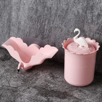 肥皂盒香皂盒架壁挂式卫生间免打孔家用吸盘式沥水浴室皂托 【2件套】火烈鸟香皂架【粉色】+棉签筒【