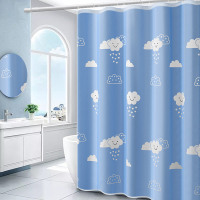 浴室防水布浴帘套装免打孔加厚防霉帘子日本挂帘卫生间洗澡隔断帘