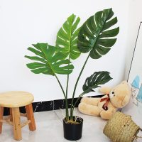 仿真绿植盆栽北欧假植物旅人蕉装饰龟背风客厅大型室内树摆件 85厘米带须4叶龟背连盆