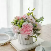 北欧仿真植物花艺小盆栽室内家居摆件客厅办公桌装饰假花创意 丽雅粉（包含花瓶）