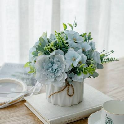 北欧仿真植物花艺小盆栽室内家居摆件客厅办公桌装饰假花创意 丽雅蓝（包含花瓶）