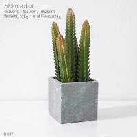 北欧绿植仿真龟背叶假花装饰小盆栽假盆景植物客厅办公室桌面摆件 大方盆-五柱仙人掌